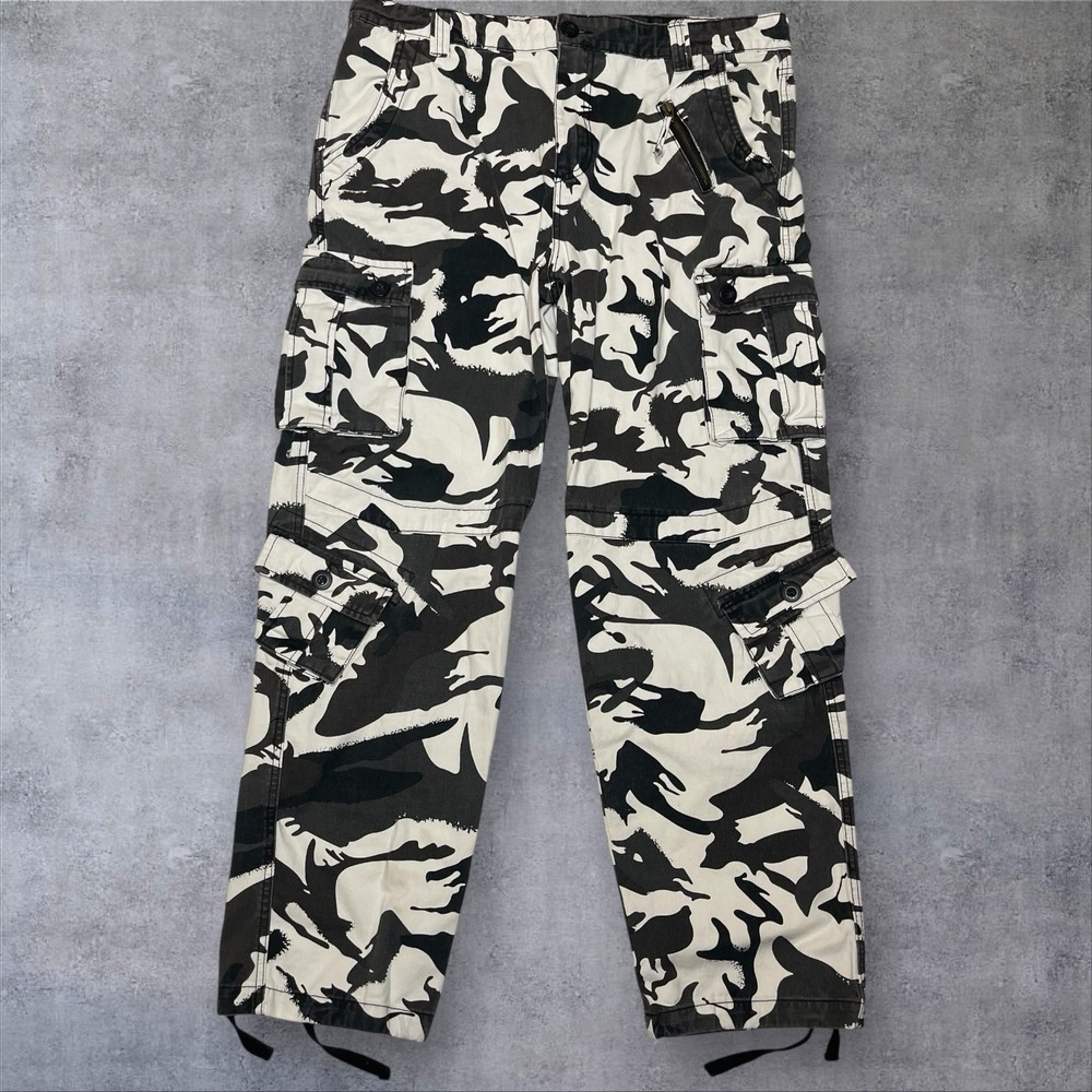 US Army Black/White Camo Multi Pocket‎ Cargo Pants Mens 38 Tactical Streetwear